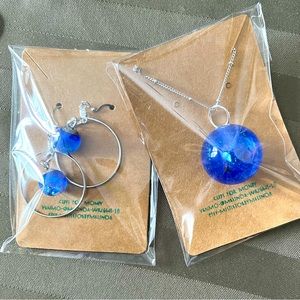 Earth 🌎 Day earring & necklace set. Resin, hand made.